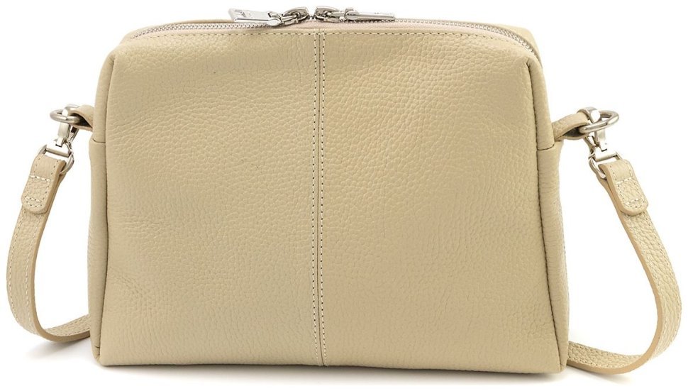 Женская кожаная сумочка крос боди Grande Pelle 102299 (бежевая) modnotak фото №4