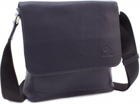 Удобная сумка-планшет из натуральной кожи темно-синего цвета Grande Pelle (12419)