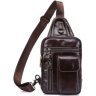 Коричневая сумка - рюкзак на одно плечо с карманами VINTAGE STYLE (14786) - 1