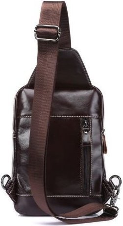 Коричневая сумка - рюкзак на одно плечо с карманами VINTAGE STYLE (14786)