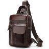 Коричневая сумка - рюкзак на одно плечо с карманами VINTAGE STYLE (14786) - 5