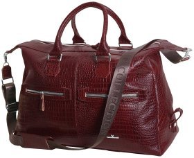 Дорожная сумка коричневого цвета из натуральной кожи кроко Vip Collection 102499