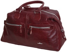 Дорожная сумка коричневого цвета из натуральной кожи кроко Vip Collection 102499