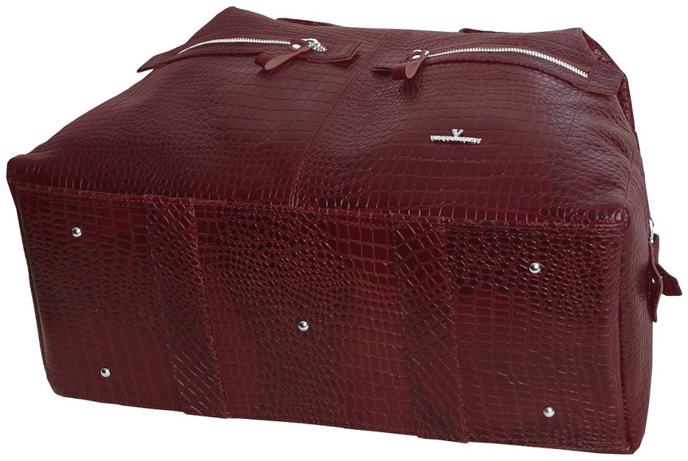 Дорожная сумка коричневого цвета из натуральной кожи кроко Vip Collection 102499 modnotak фото №4