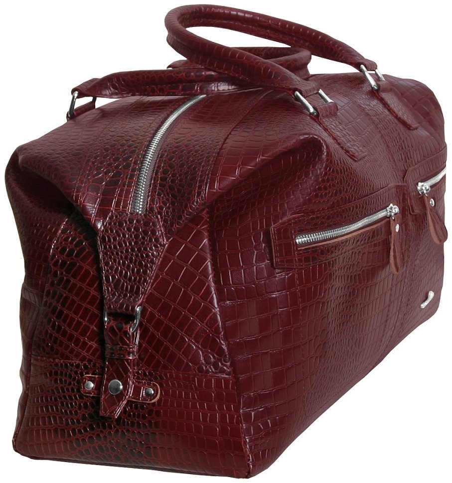 Дорожная сумка коричневого цвета из натуральной кожи кроко Vip Collection 102499 modnotak фото №5