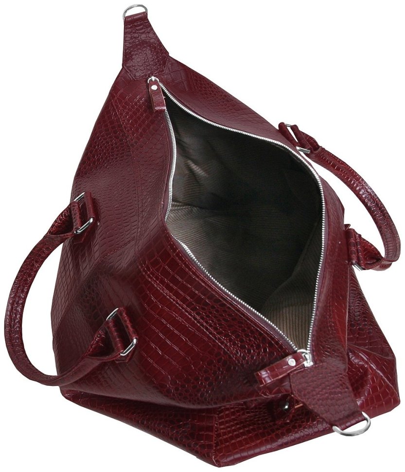 Дорожная сумка коричневого цвета из натуральной кожи кроко Vip Collection 102499 modnotak фото №7