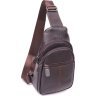 Універсальна чоловіча сумка-рюкзак із фактурної шкіри коричневого кольору Vintage (2421308) - 1