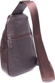 Универсальная мужская сумка-рюкзак из фактурной кожи коричневого цвета Vintage (2421308)