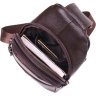 Універсальна чоловіча сумка-рюкзак із фактурної шкіри коричневого кольору Vintage (2421308) - 4