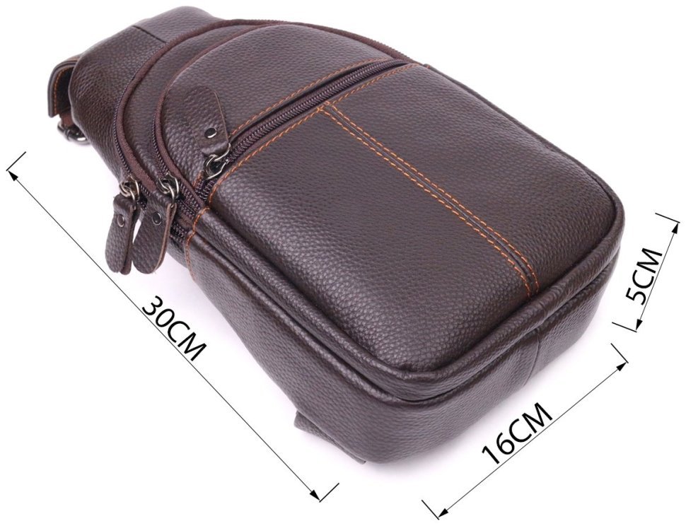 Універсальна чоловіча сумка-рюкзак із фактурної шкіри коричневого кольору Vintage (2421308)