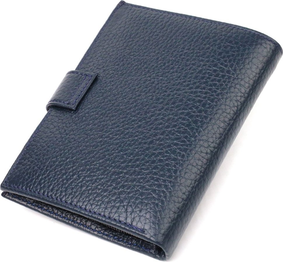 Вертикальний чоловічий гаманець середнього розміру із натуральної шкіри флотар у синьому кольорі CANPELLINI (2421735)