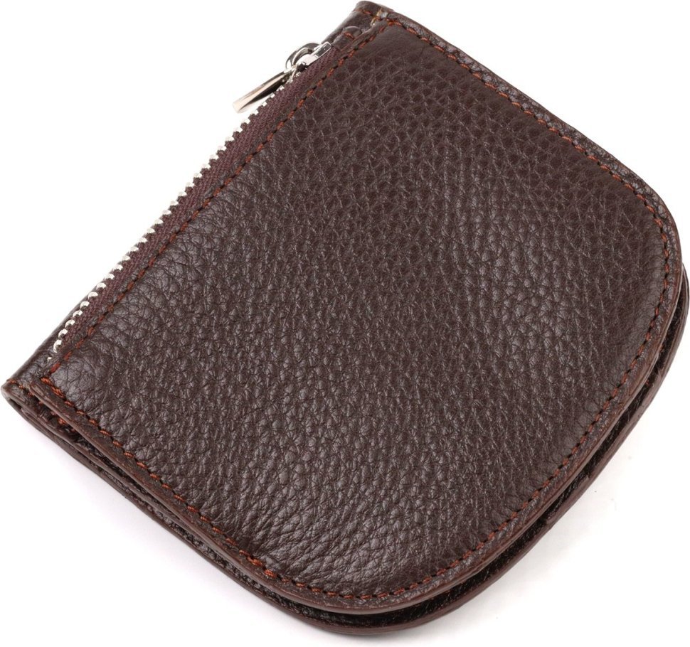 Компактний гаманець із натуральної шкіри флотар коричневого кольору з монетницею CANPELLINI (2421835)