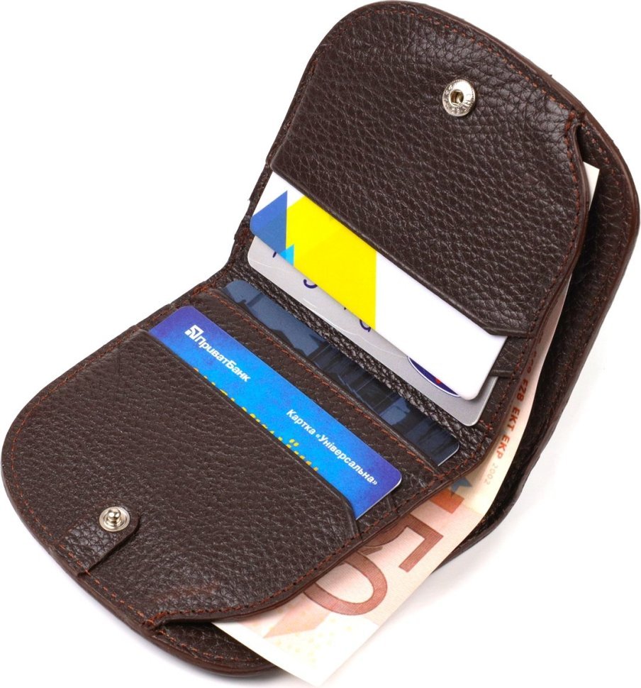 Компактний гаманець із натуральної шкіри флотар коричневого кольору з монетницею CANPELLINI (2421835)