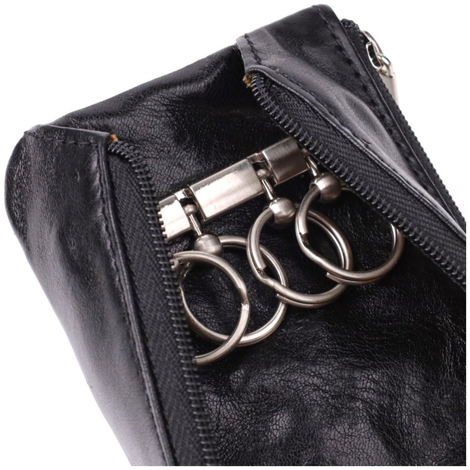 Ключница на два отделения из итальянской кожи Tony Perotti 103299 Черный modnotak фото №6