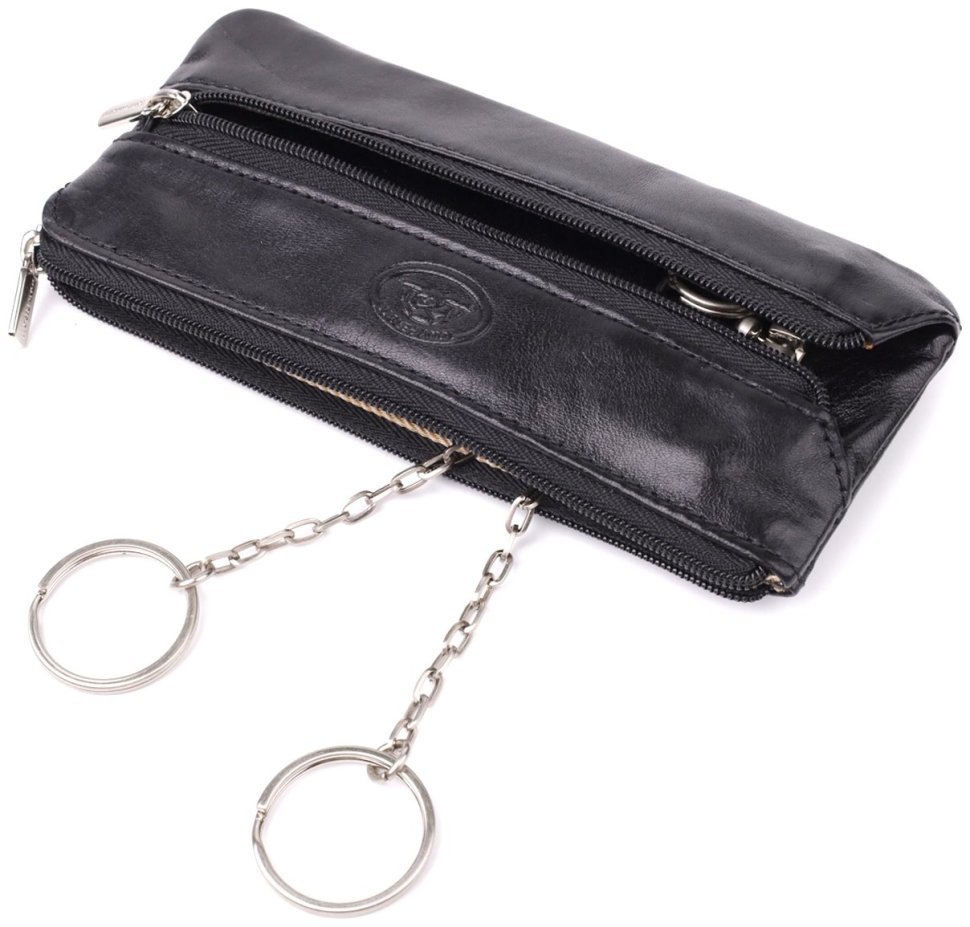 Ключница на два отделения из итальянской кожи Tony Perotti 103299 Черный modnotak фото №7