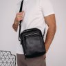 Мужская черная сумка-барсетка из натуральной кожи с выраженной фактурой Tiding Bag (15770) - 6