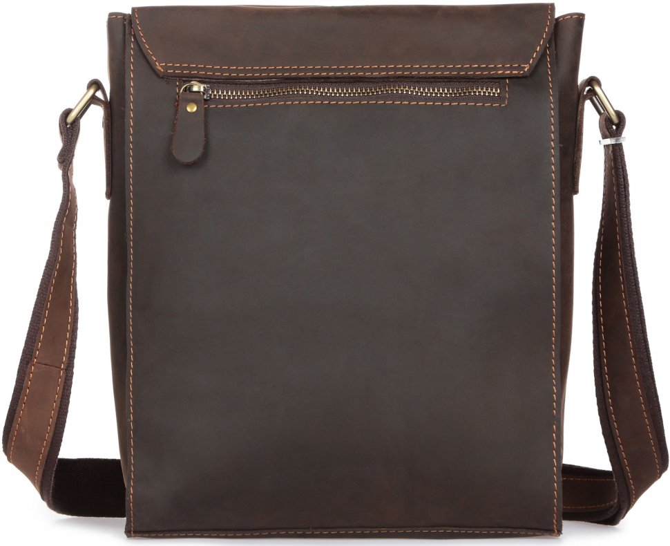 Матовая вертикальная мужская сумка-планшет из натуральной кожи коричневого цвета Tiding Bag (21563)