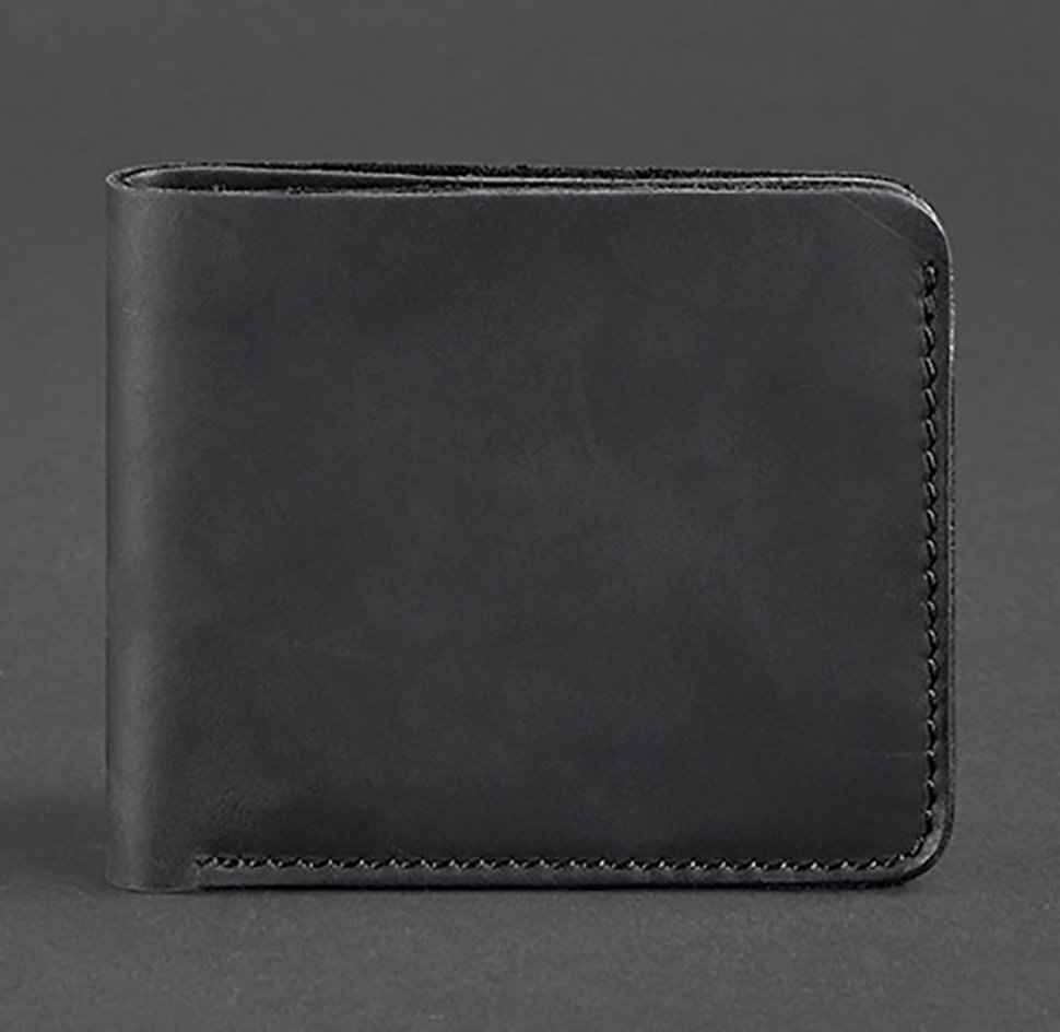Чоловіче портмоне чорного кольору з вінтажній шкіри без фіксації BlankNote (12589)
