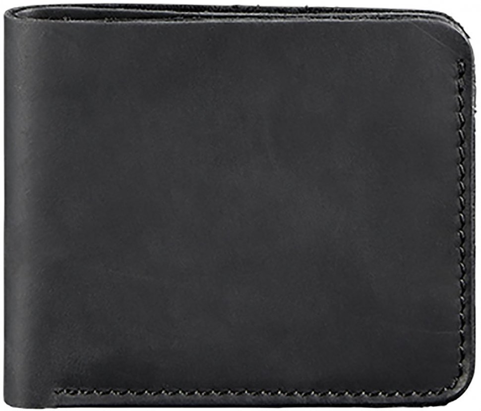 Мужское портмоне черного цвета из винтажной кожи без фиксации BlankNote (12589)