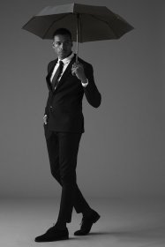 Зонт мужской складной Fulton Diamond G853 Asscher-Mono Houndstooth (автомат, серый, Великобритания) 93899