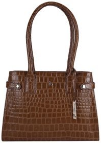 Сумка женская кожаная с фактурой кроко Ashwood Tan 93999