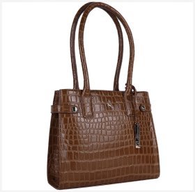 Сумка женская кожаная с фактурой кроко Ashwood Tan 93999