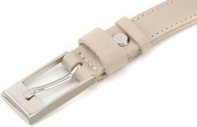 Узкий ремень из натуральной кожи бежевого цвета Grande Pelle (20067)