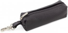 Маленькая ключница черного цвета из фактурной кожи Leather Accessories (41023)