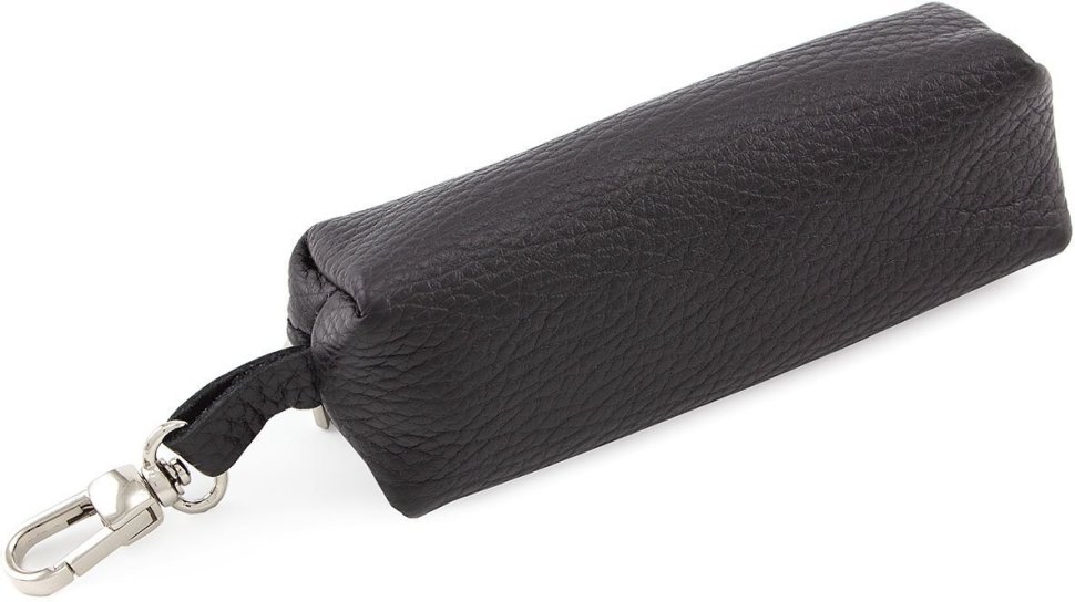 Маленька ключниця чорного кольору з фактурної шкіри Leather Accessories (41023)