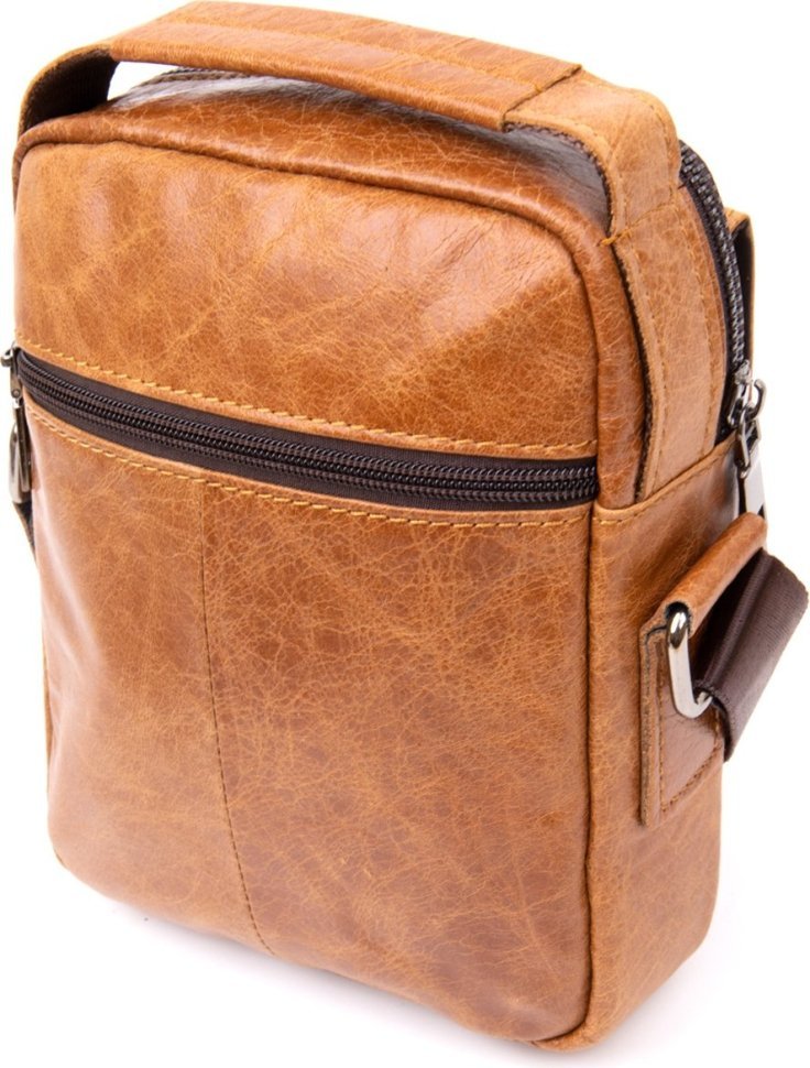 Руда чоловіча сумка-барсетка з натуральної шкіри з отвором для навушників Vintage (20416)