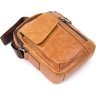 Руда чоловіча сумка-барсетка з натуральної шкіри з отвором для навушників Vintage (20416) - 3