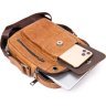 Руда чоловіча сумка-барсетка з натуральної шкіри з отвором для навушників Vintage (20416) - 5