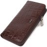 Місткий гаманець з натуральної шкіри коричневого кольору з тисненням під крокодила BOND (2421982) - 1