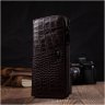 Місткий гаманець з натуральної шкіри коричневого кольору з тисненням під крокодила BOND (2421982) - 6