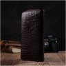 Місткий гаманець з натуральної шкіри коричневого кольору з тисненням під крокодила BOND (2421982) - 7