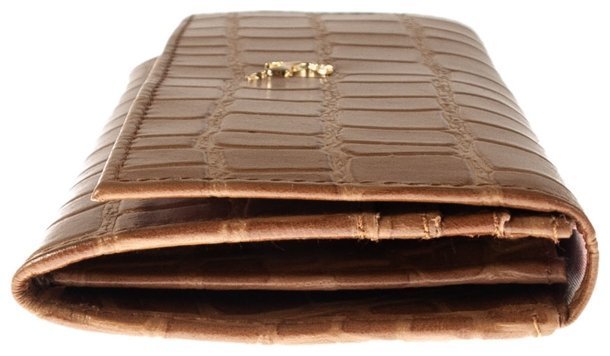 Женский кошелек из натуральной кожи с фактурой под рептилию на кнопке Ashwood C05 94199 коричневого цвета modnotak фото №11