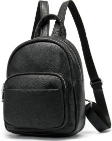 Компактний жіночий рюкзак з натуральної шкіри чорного кольору Vintage (20053)