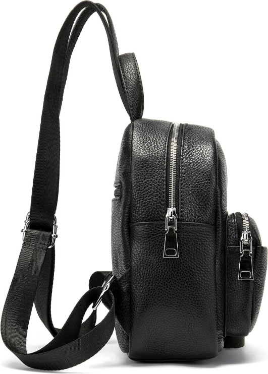 Компактный женский рюкзак из натуральной кожи черного цвета Vintage (20053)