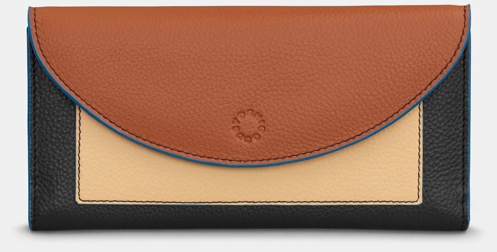 Різнокольоровий жіночий гаманець зі шкіри флотар на кнопці з RFID-захистом Yoshi Y1252 CB 94399 modnotak фото №1