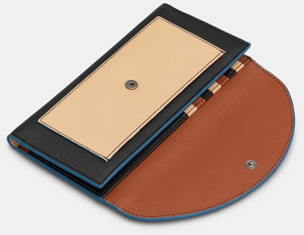 Різнокольоровий жіночий гаманець зі шкіри флотар на кнопці з RFID-захистом Yoshi Y1252 CB 94399 modnotak фото №3