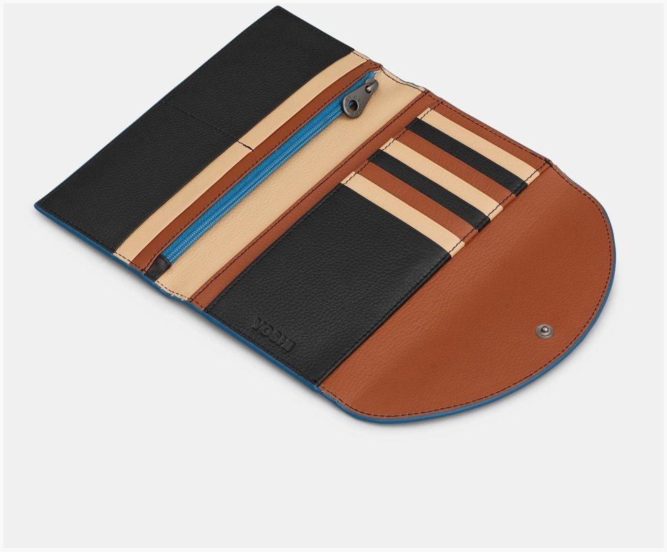 Різнокольоровий жіночий гаманець зі шкіри флотар на кнопці з RFID-захистом Yoshi Y1252 CB 94399 modnotak фото №4