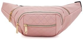 Стьобана сумка на пояс з якісного текстилю для жінок Monsen 104499 рожевого кольору