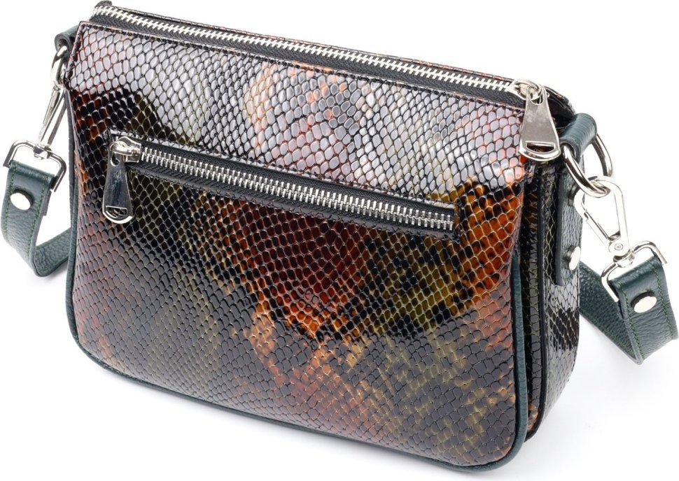Разноцветная кожаная женская сумка-кроссбоди с фактурой под змею KARYA (2420885)