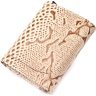 Бежевый карманный картхолдер из натуральной фактурной кожи под змею KARYA (2420985) - 2