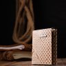 Бежевый карманный картхолдер из натуральной фактурной кожи под змею KARYA (2420985) - 8