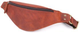 Стильна чоловіча сумка на пояс із вінтажної шкіри рудого кольору Shvigel 95099
