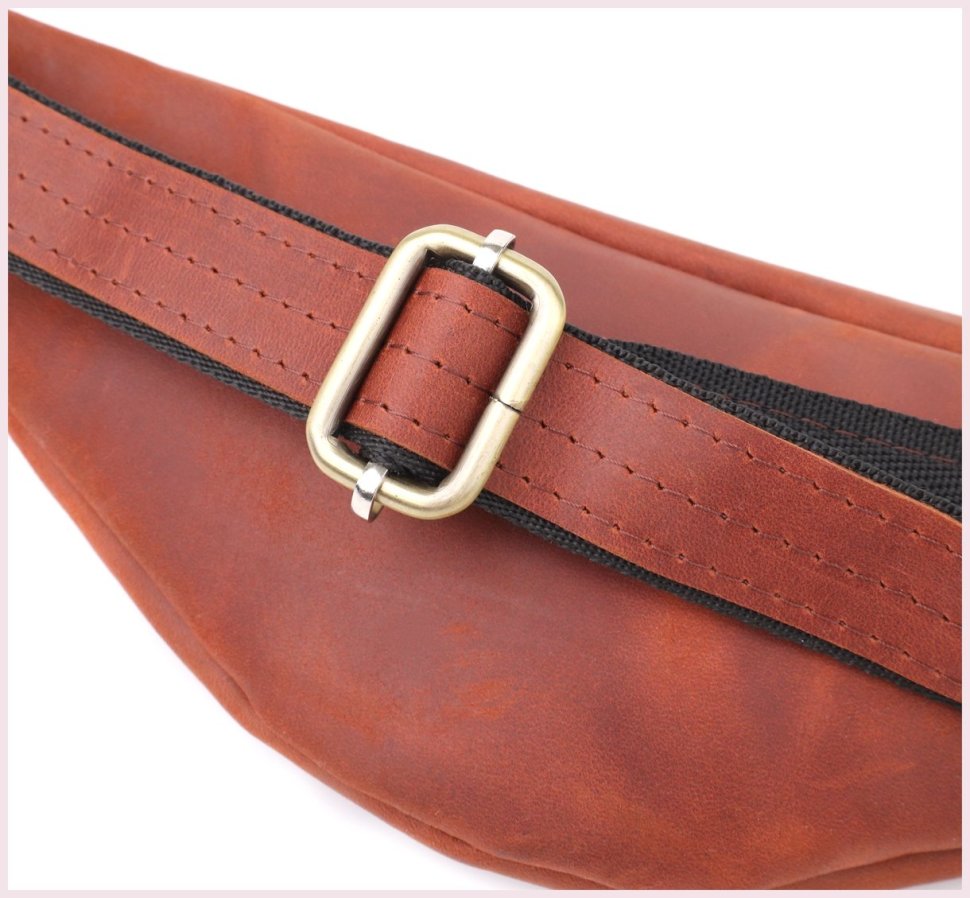 Стильная мужская сумка на пояс из винтажной кожи рыжего цвета Shvigel 95099 modnotak фото №2