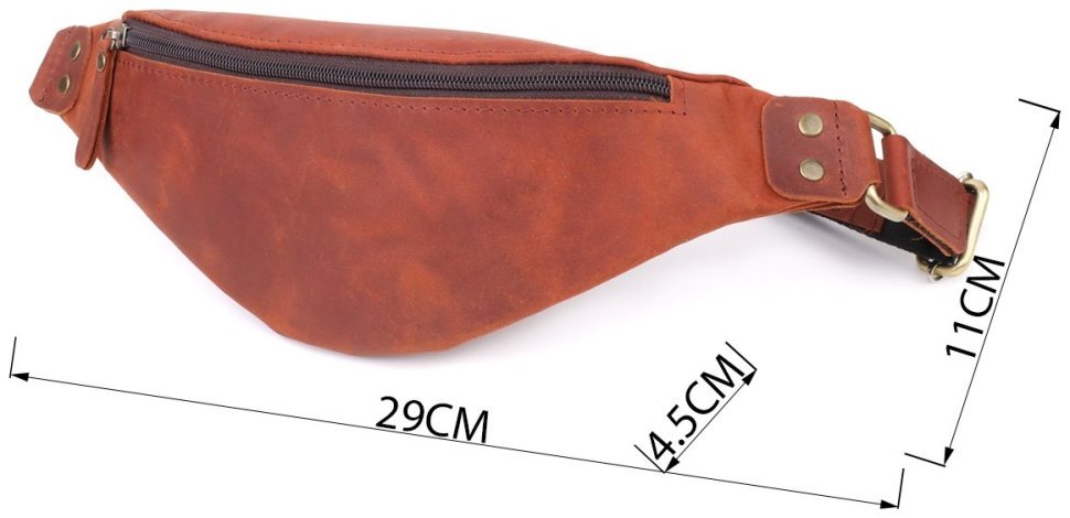 Стильная мужская сумка на пояс из винтажной кожи рыжего цвета Shvigel 95099 modnotak фото №3