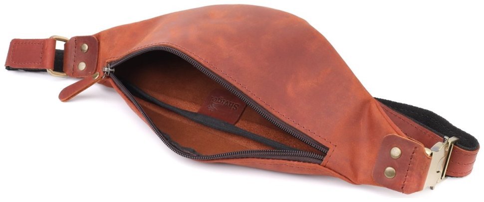 Стильная мужская сумка на пояс из винтажной кожи рыжего цвета Shvigel 95099 modnotak фото №6