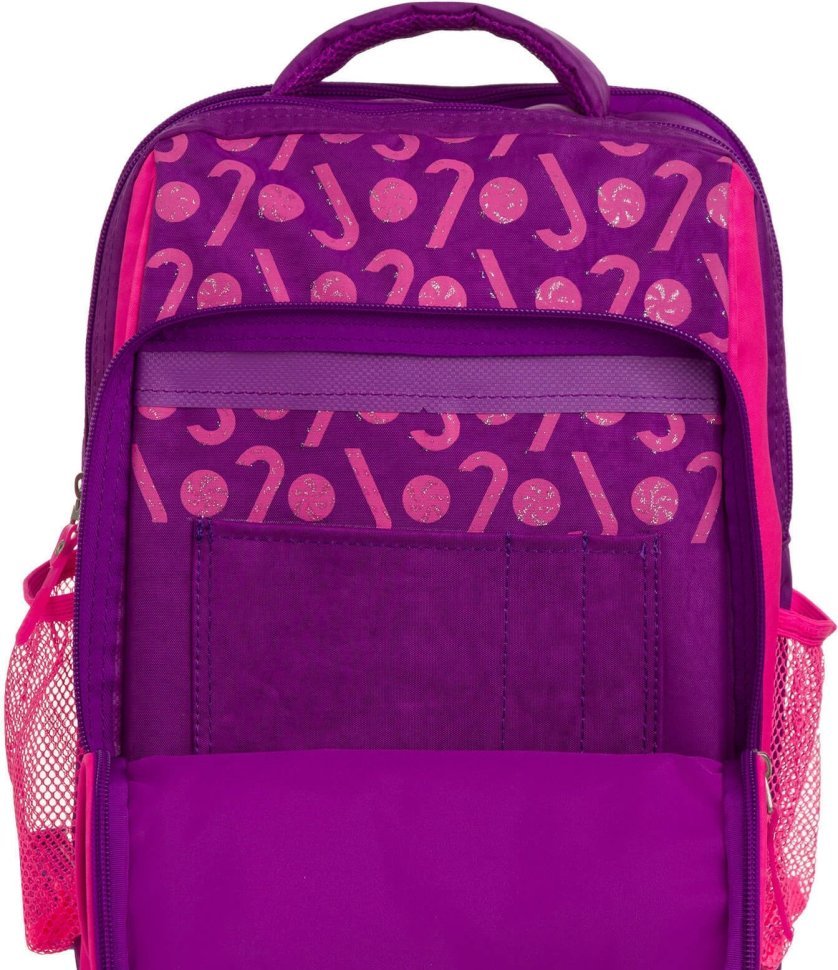 Яскравий шкільний рюкзак для дівчаток із текстилю на два відділення Bagland 55699
